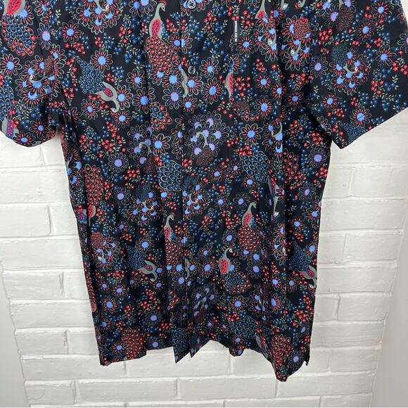 Ben Sherman Men’s Peacock Floral Short Sleeve Button Down Shirt Size L - Picture 7 of 10